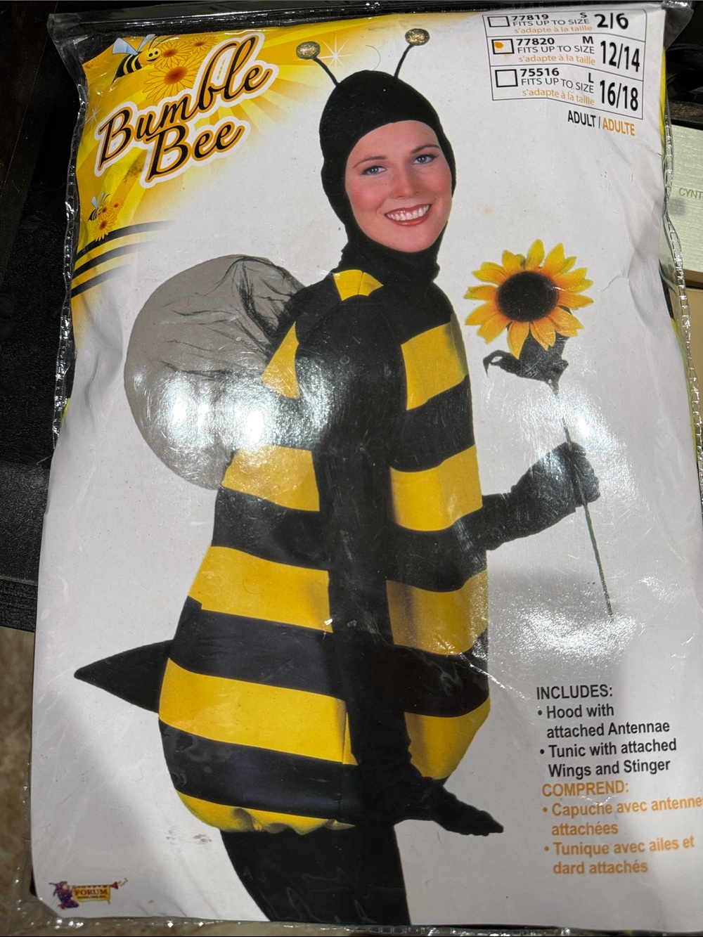Kids Costume - Black & Yellow Tunic with Hood and Wings